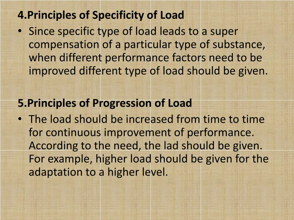 4 principles of specificity of load since