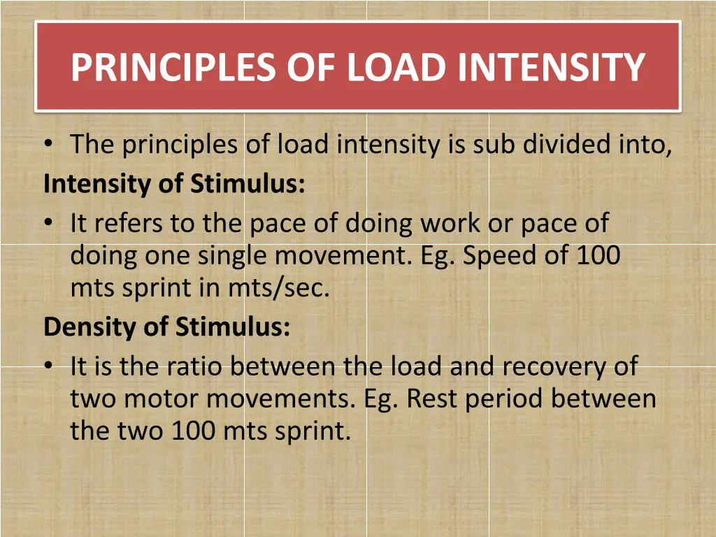 principles of load intensity