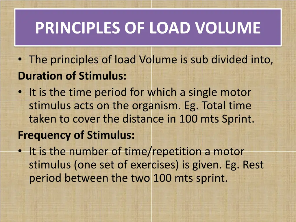 principles of load volume