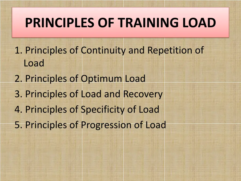 principles of training load