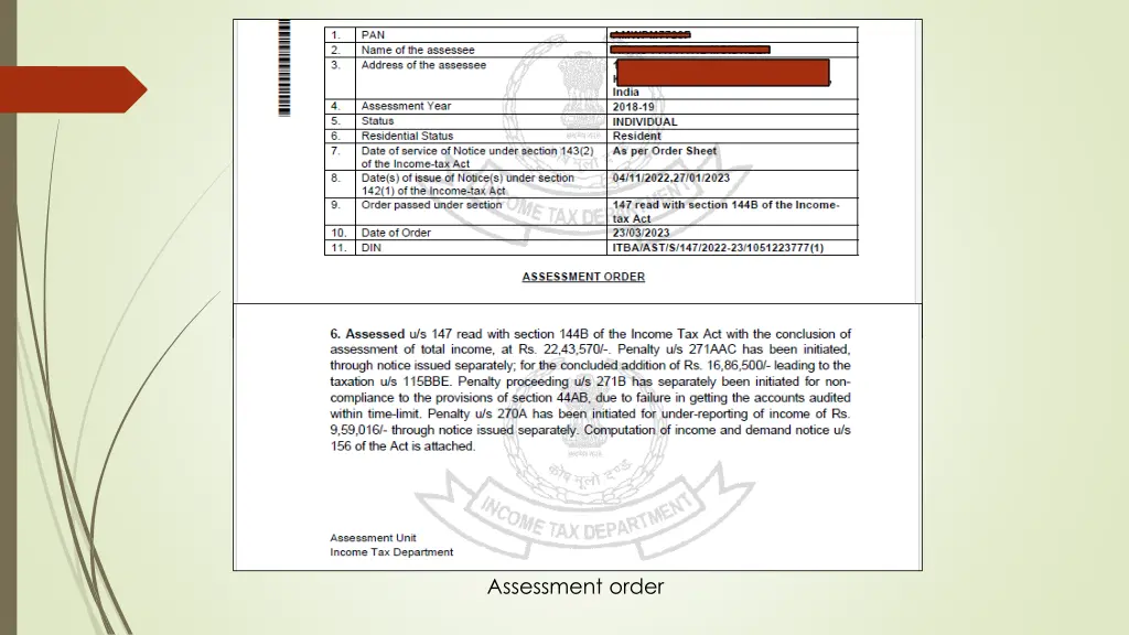 assessment order