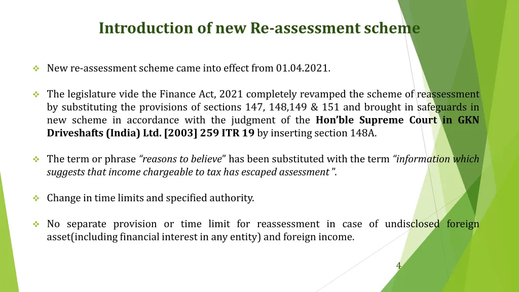 introduction of new re assessment scheme