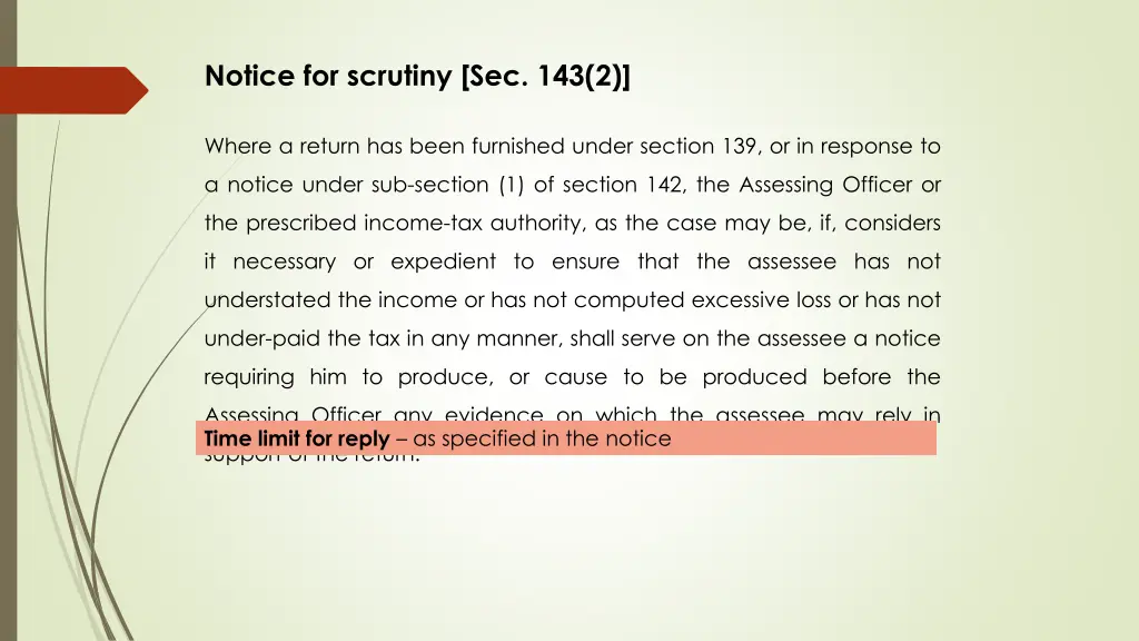 notice for scrutiny sec 143 2