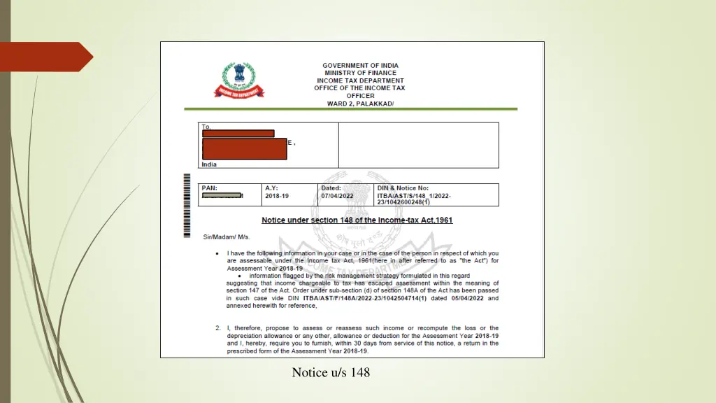 notice u s 148