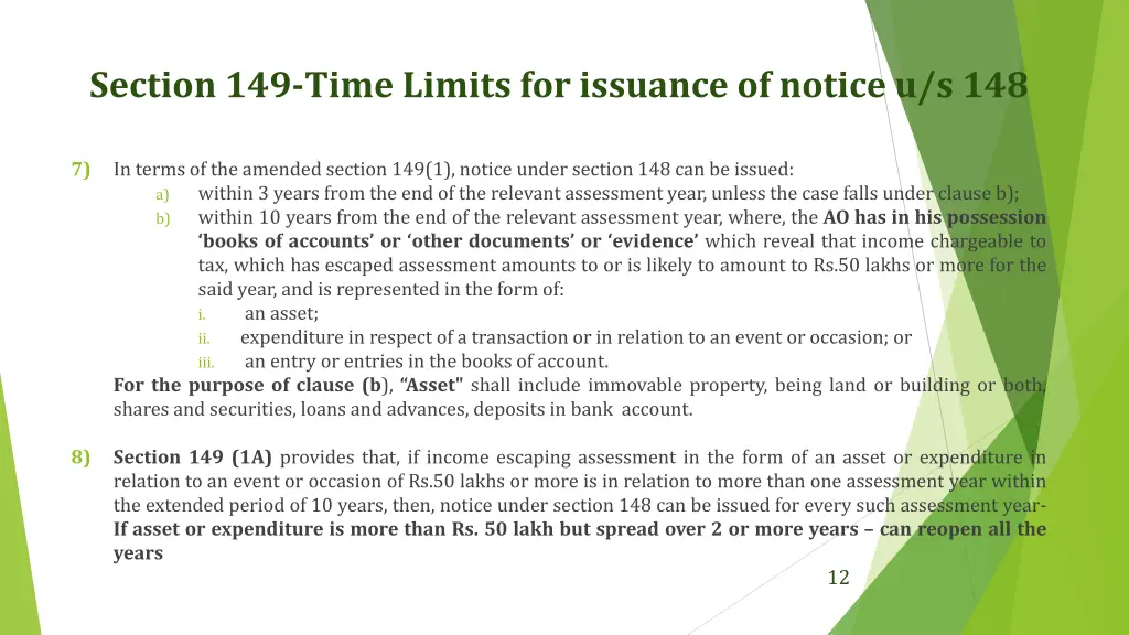 section 149 time limits for issuance of notice