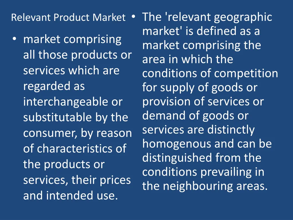 relevant product market the relevant geographic