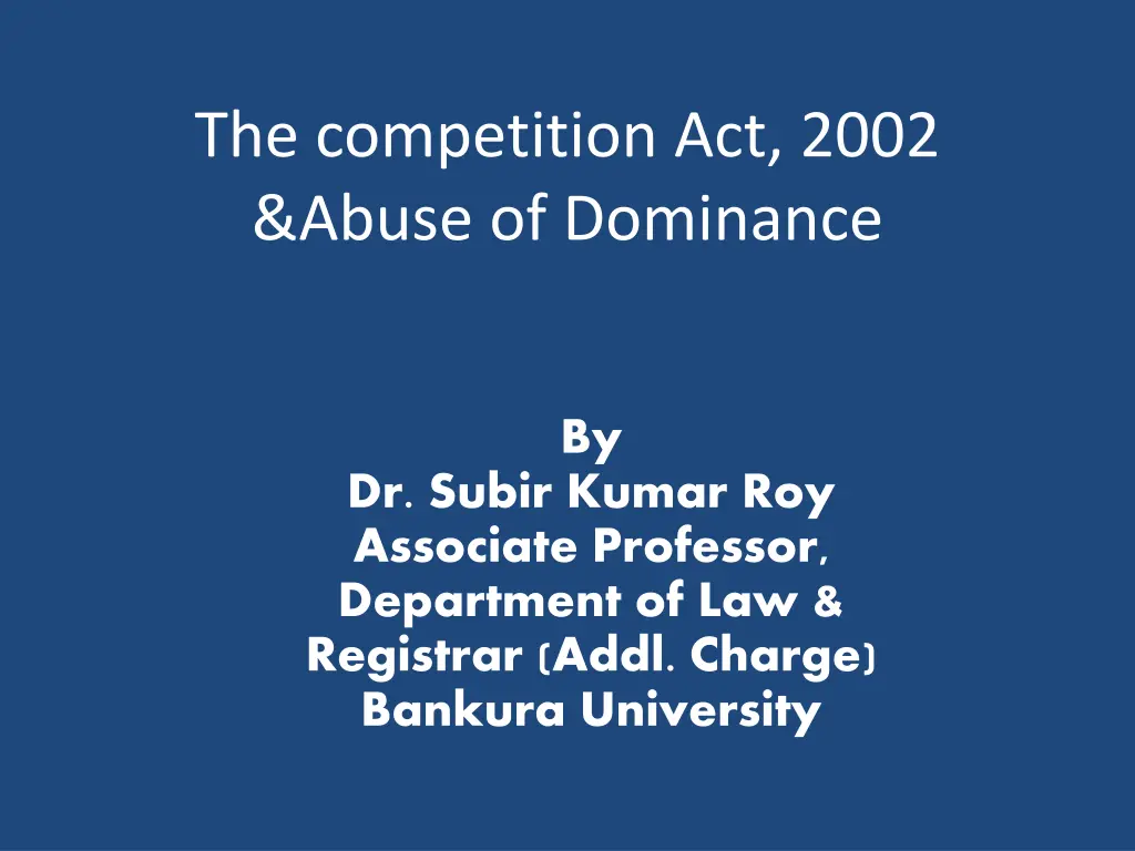 the competition act 2002 abuse of dominance