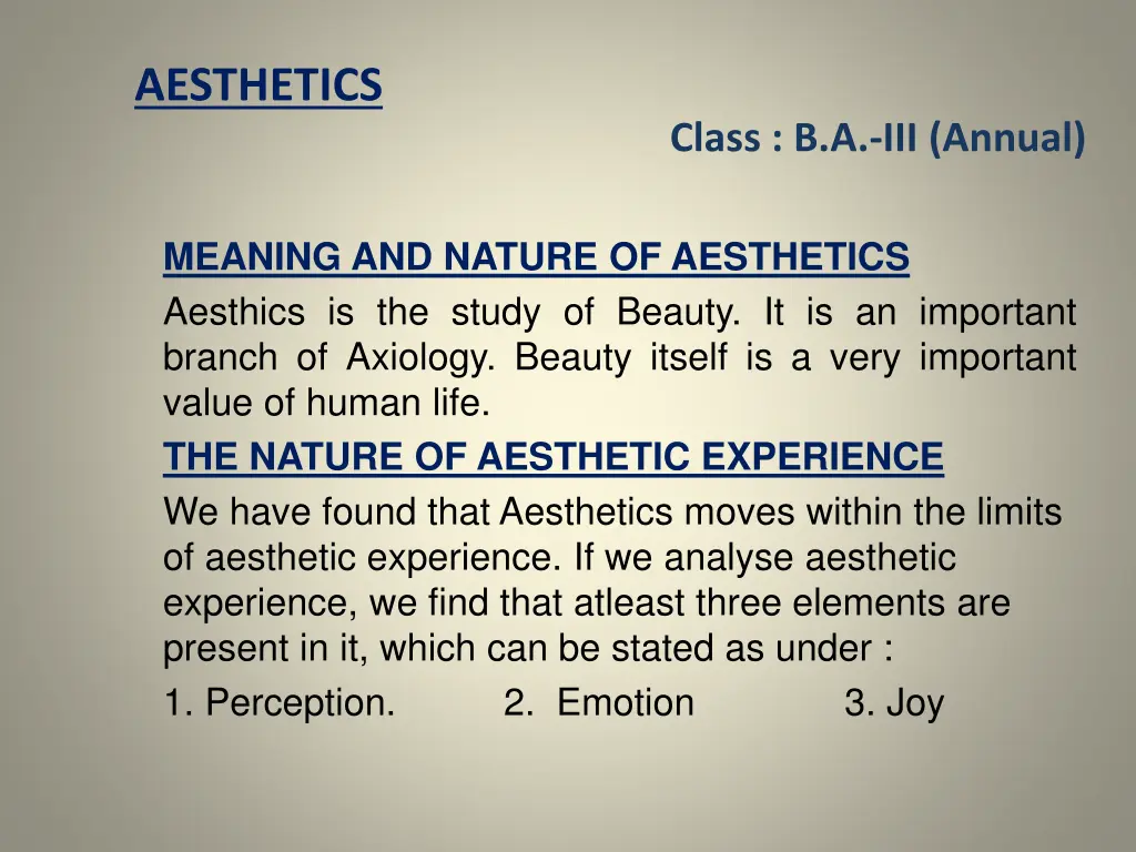 aesthetics