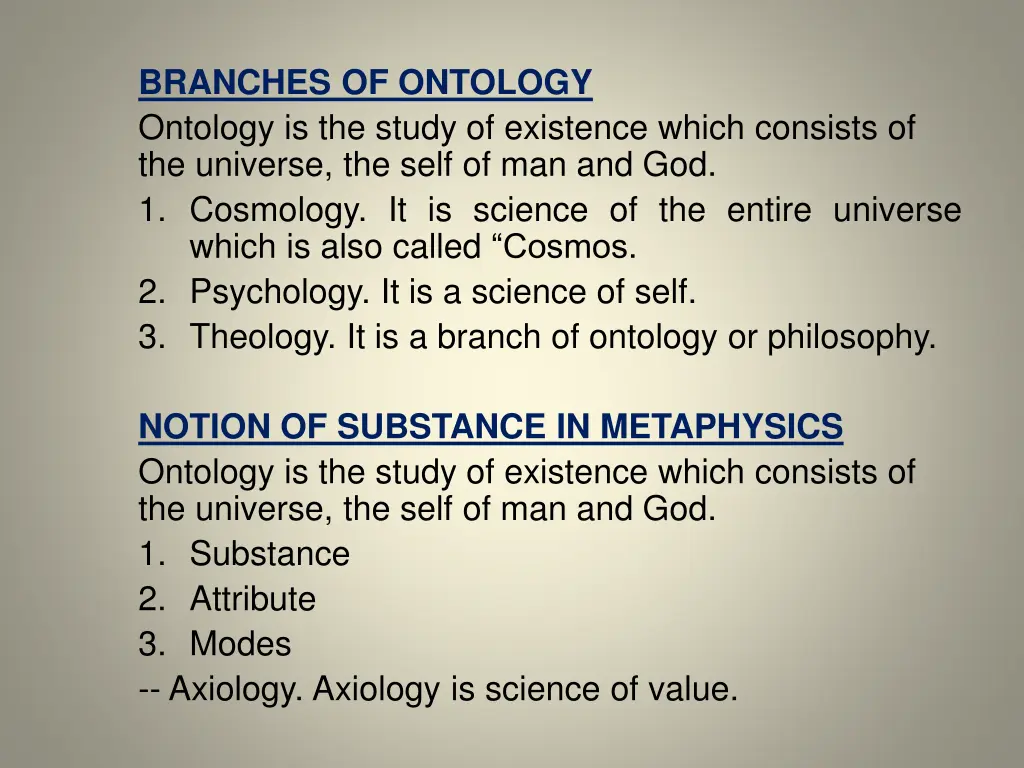 branches of ontology ontology is the study