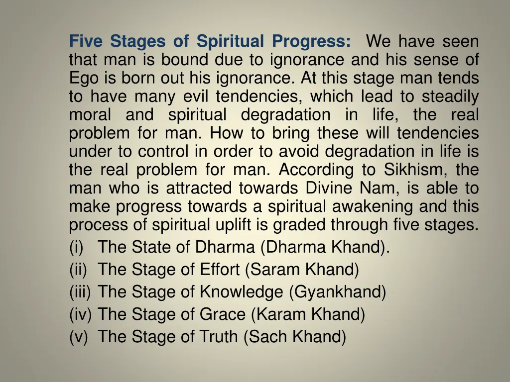 five stages of spiritual progress we have seen