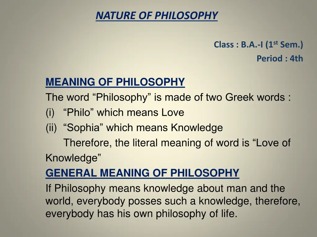 nature of philosophy