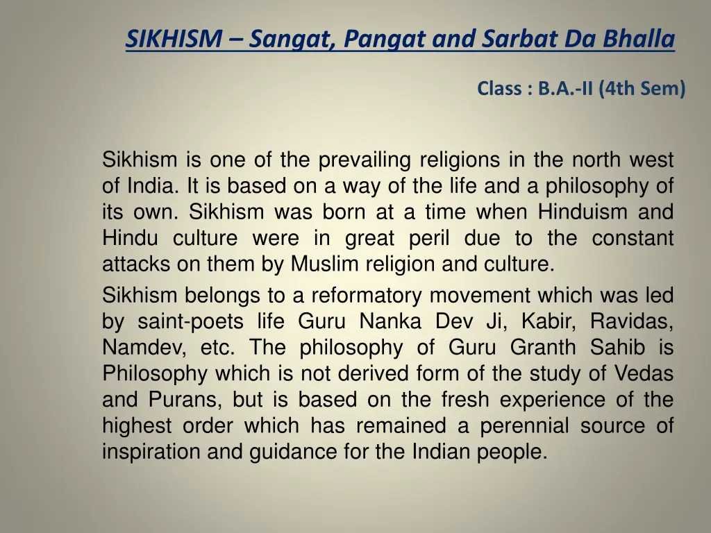 sikhism sangat pangat and sarbat da bhalla