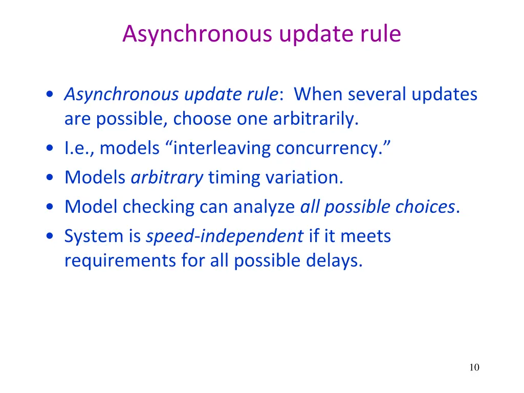 asynchronous update rule