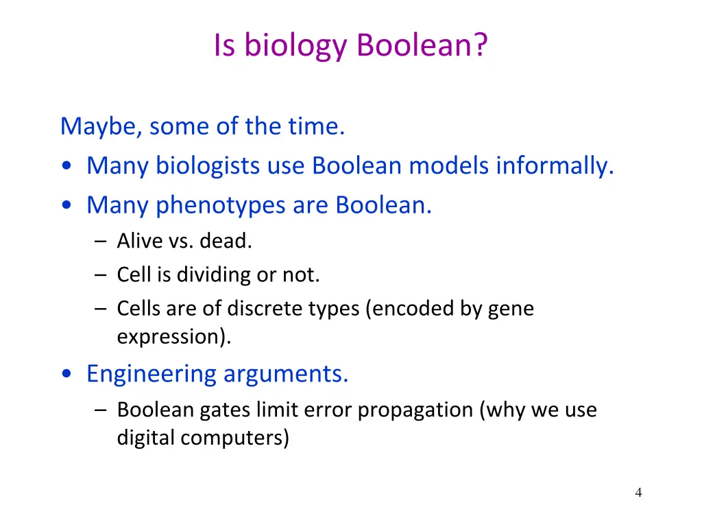 is biology boolean