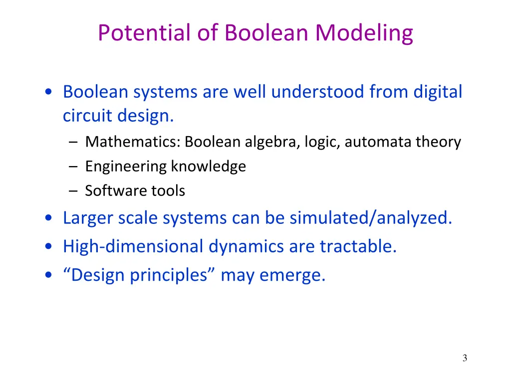 potential of boolean modeling