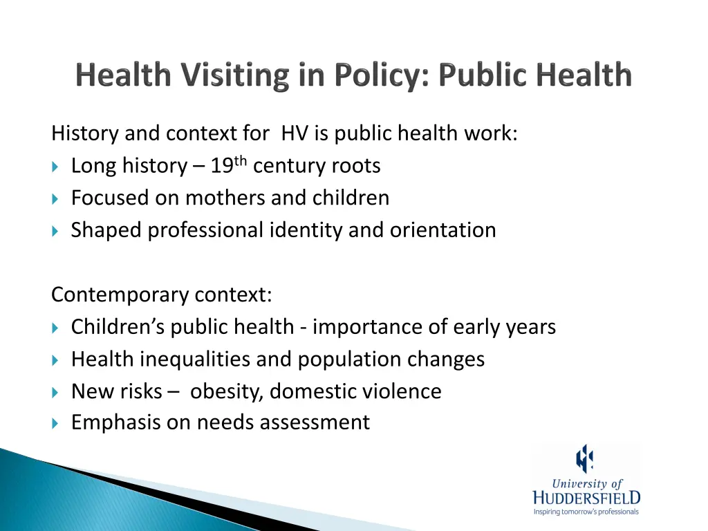 history and context for hv is public health work