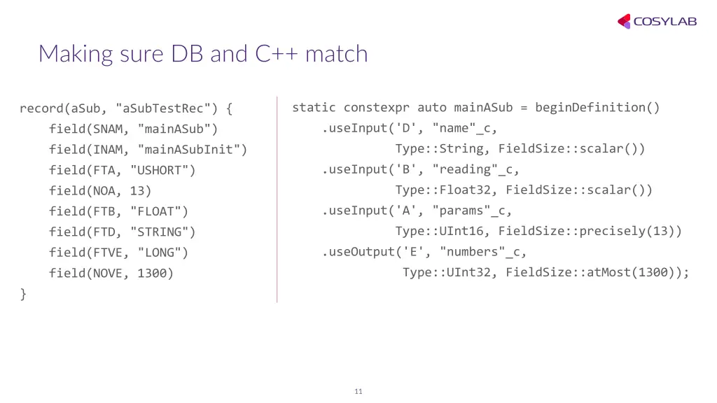 making sure db and c match