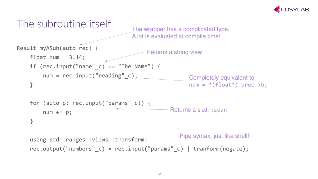 the subroutine itself