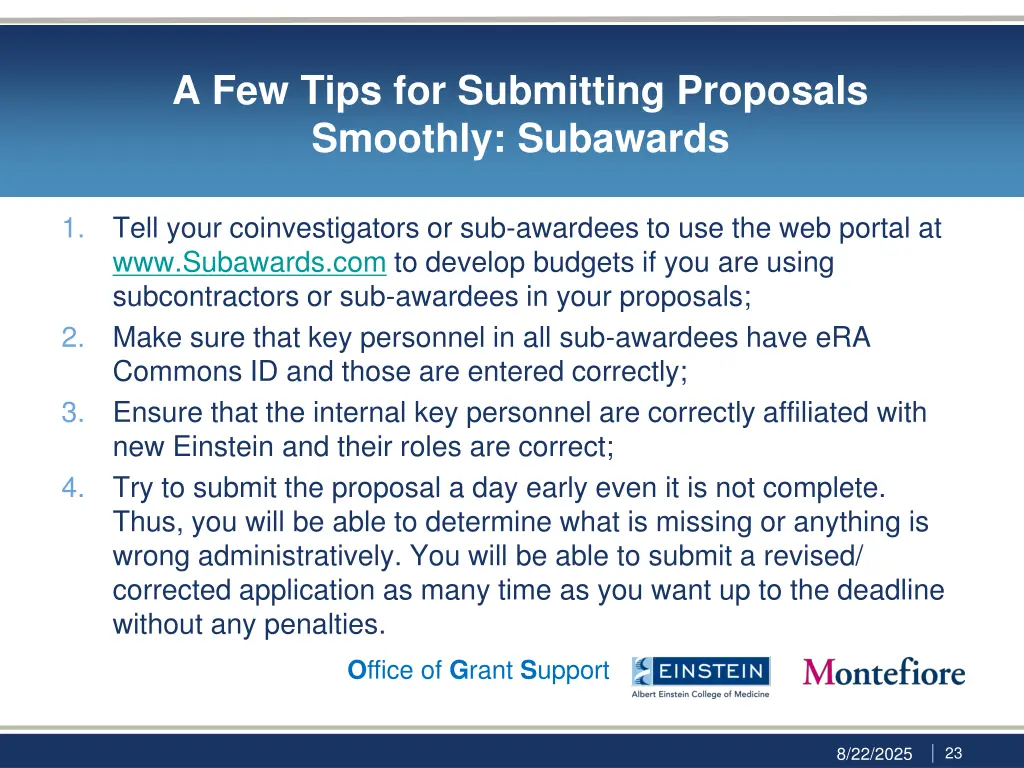 a few tips for submitting proposals smoothly