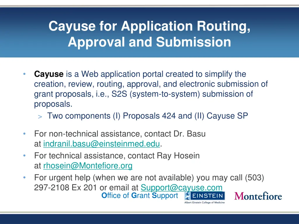 cayuse for application routing approval