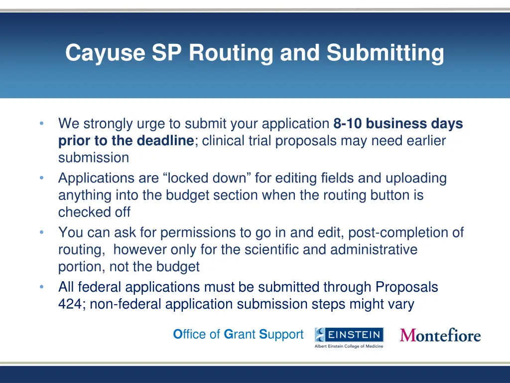 cayuse sp routing and submitting