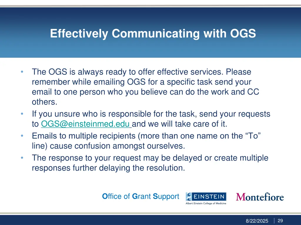 effectively communicating with ogs
