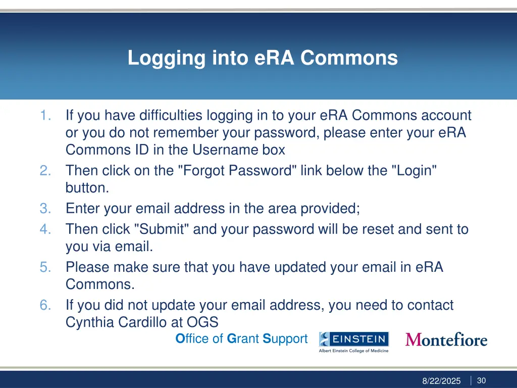 logging into era commons