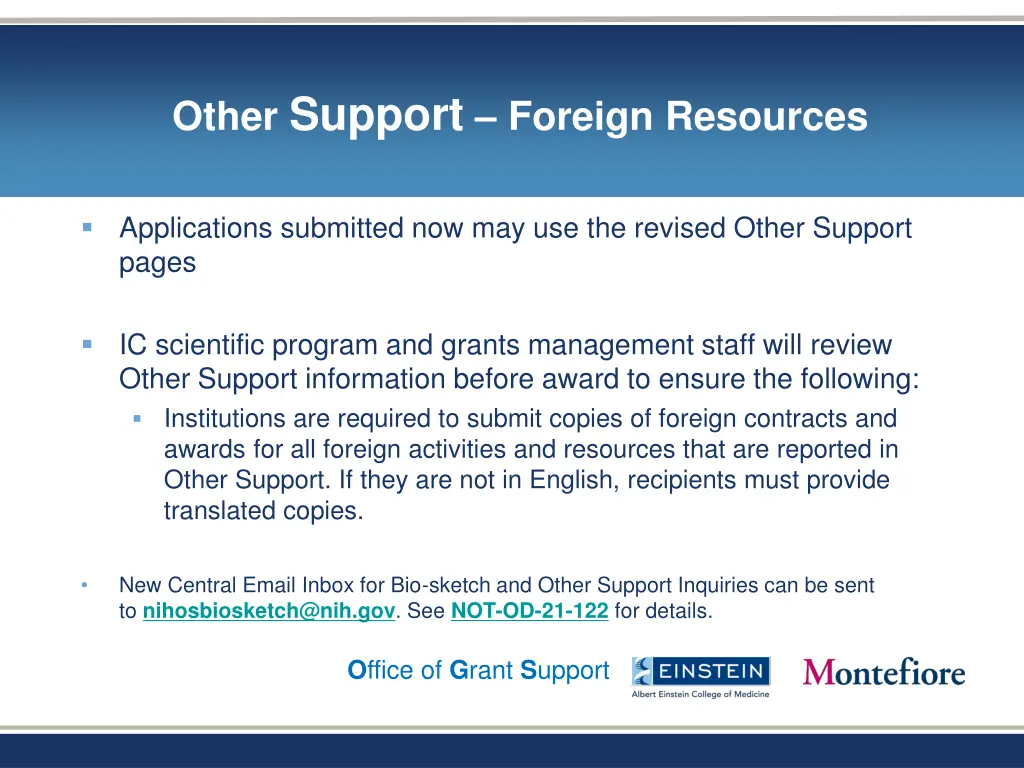 other support foreign resources