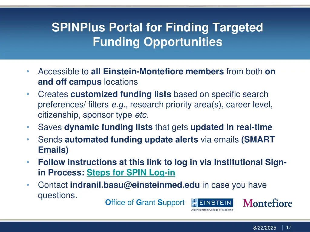 spinplus portal for finding targeted funding