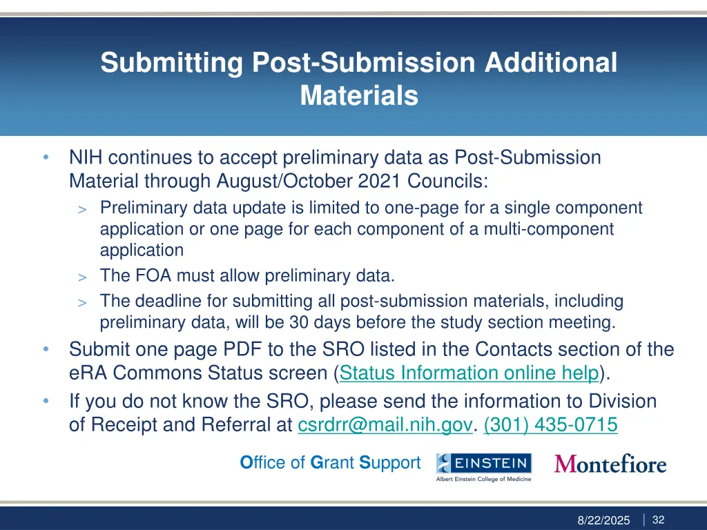 submitting post submission additional materials
