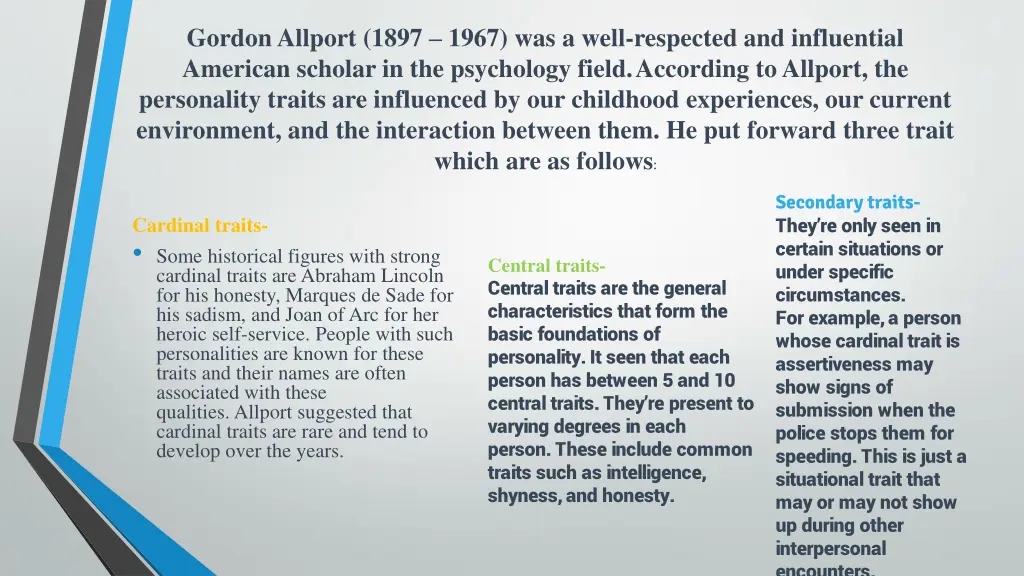 gordon allport 1897 1967 was a well respected