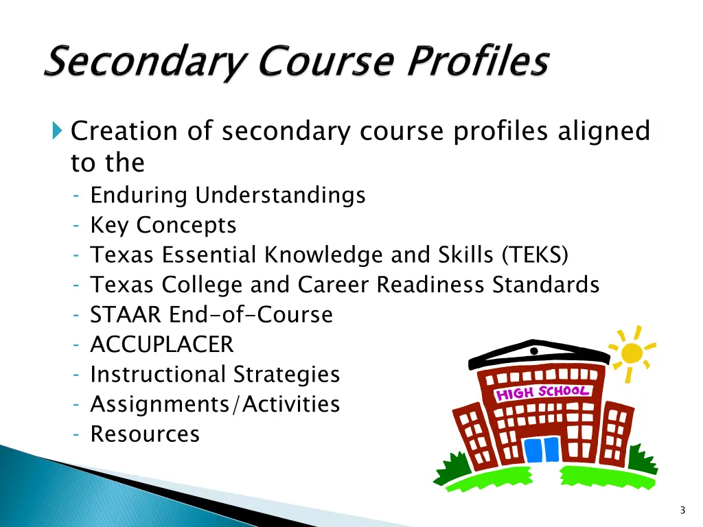 creation of secondary course profiles aligned