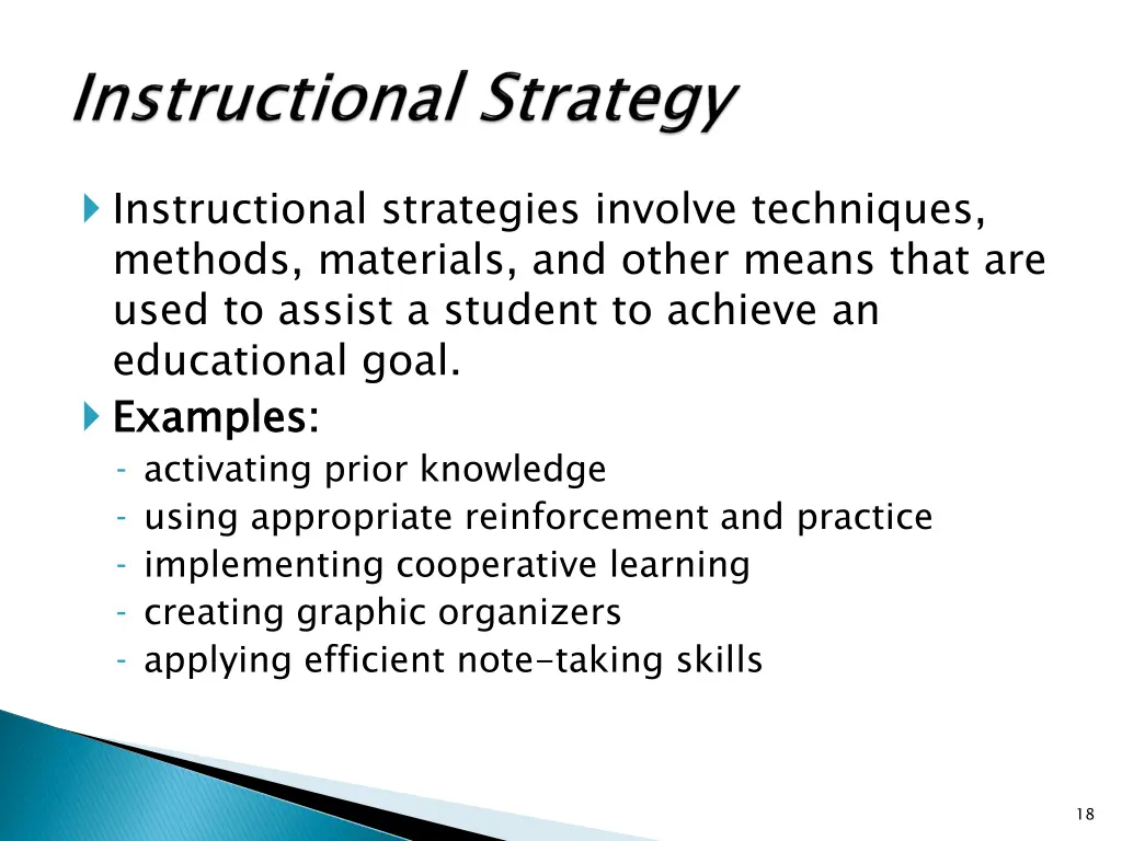 instructional strategies involve techniques