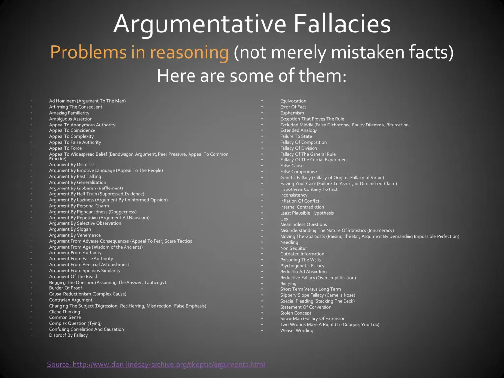 argumentative fallacies problems in reasoning