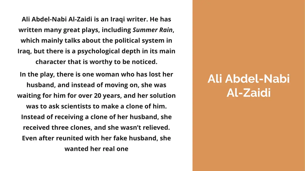 ali abdel nabi al zaidi is an iraqi writer