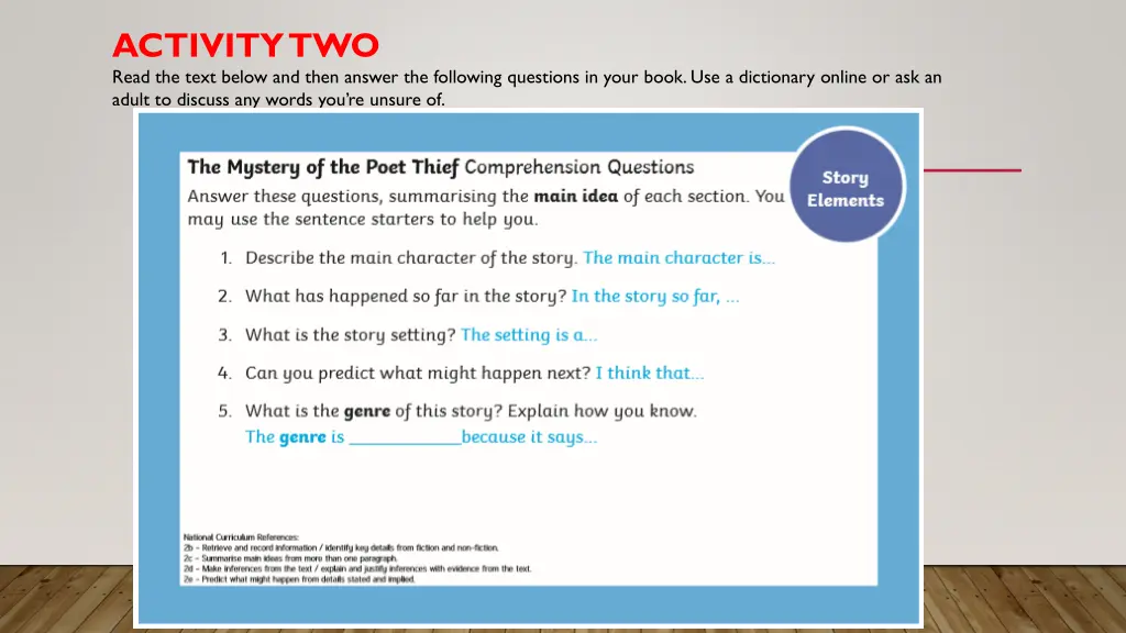 activity two read the text below and then answer 1