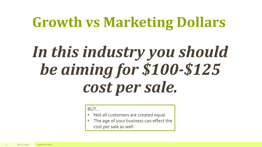 growth vs marketing dollars