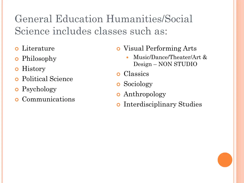 general education humanities social science