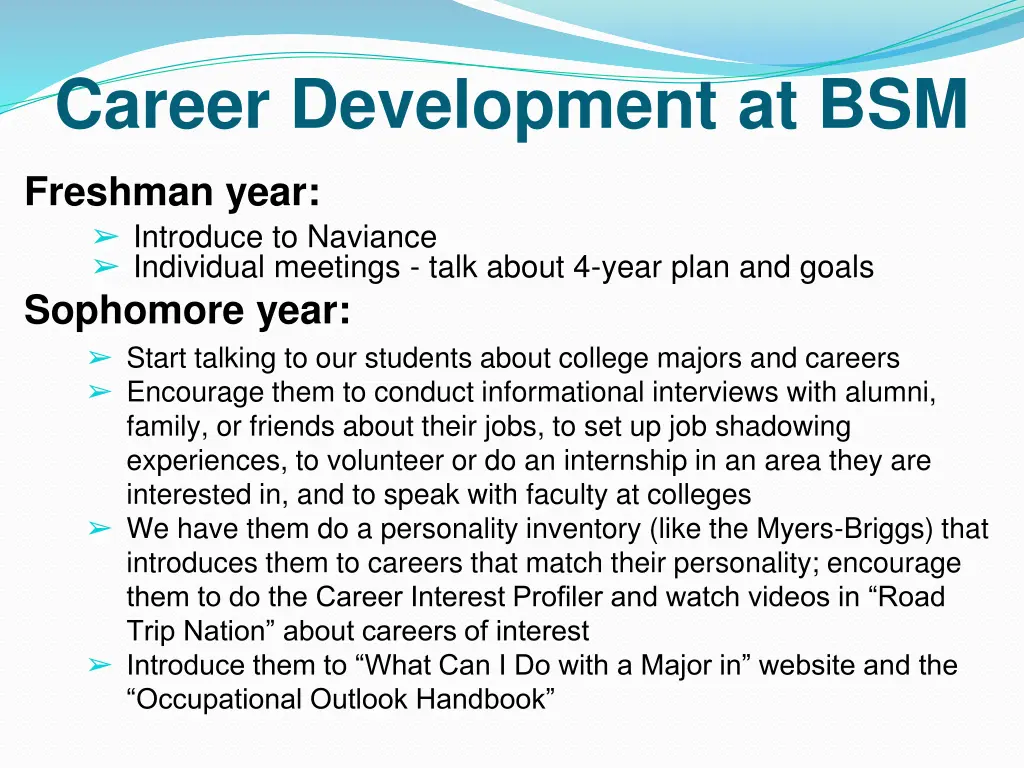 career development at bsm