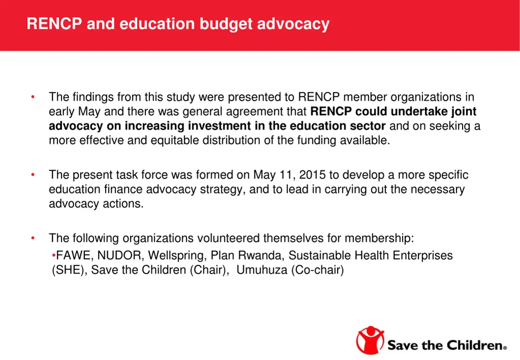 rencp and education budget advocacy