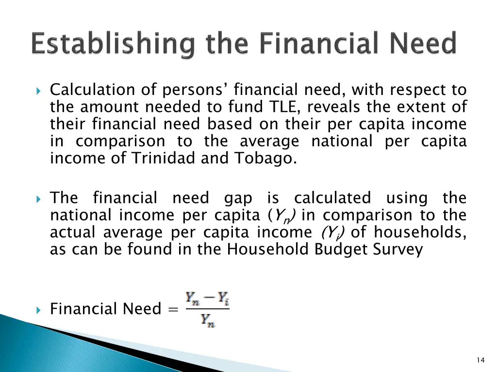 calculation of persons financial need with