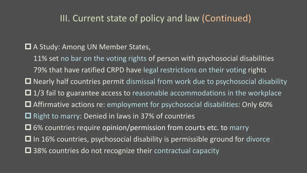 iii current state of policy and law continued