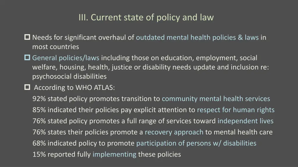 iii current state of policy and law