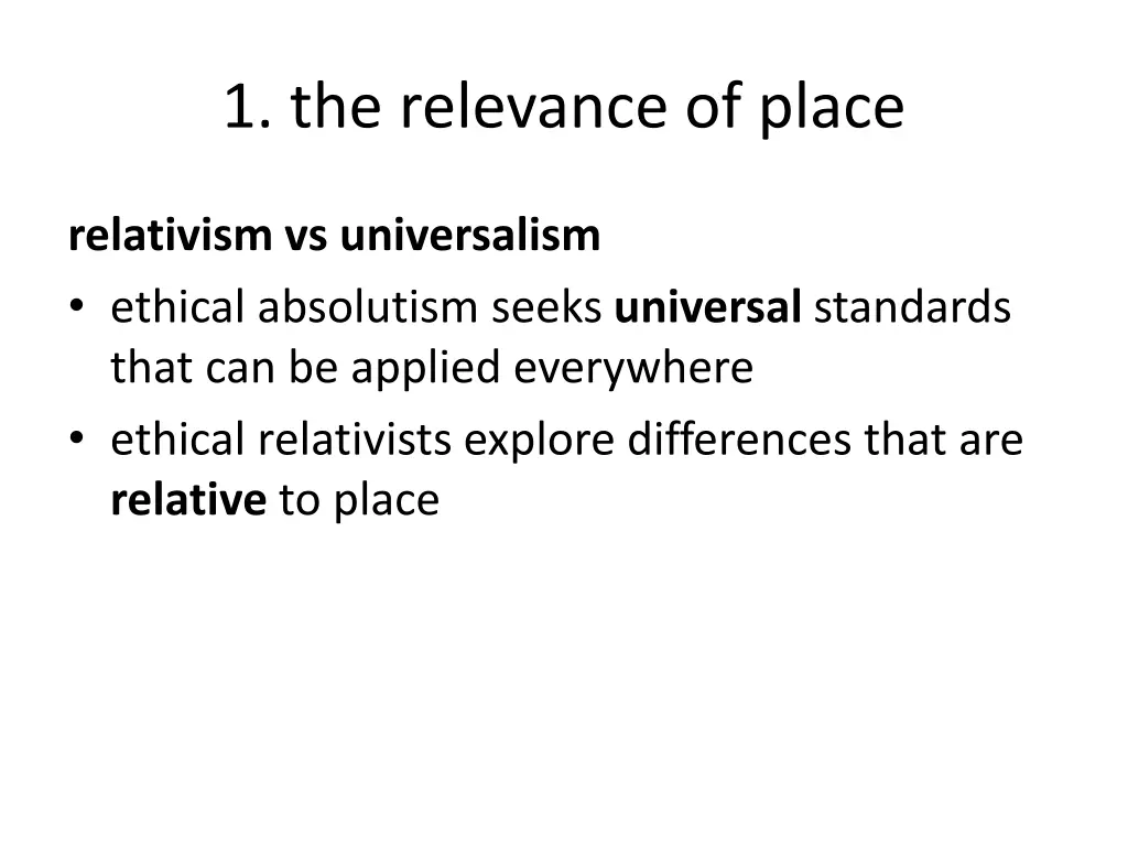 1 the relevance of place