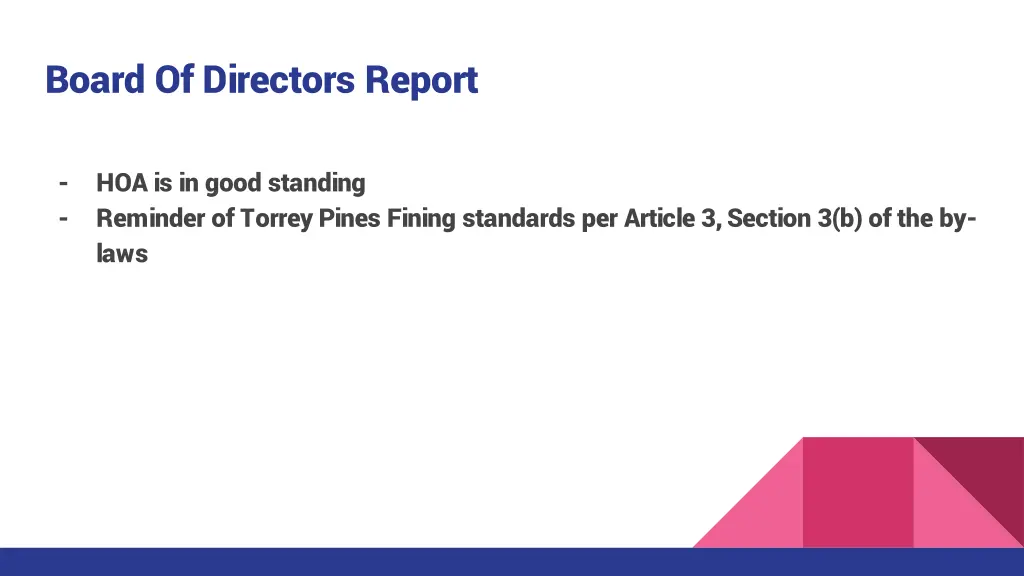 board of directors report