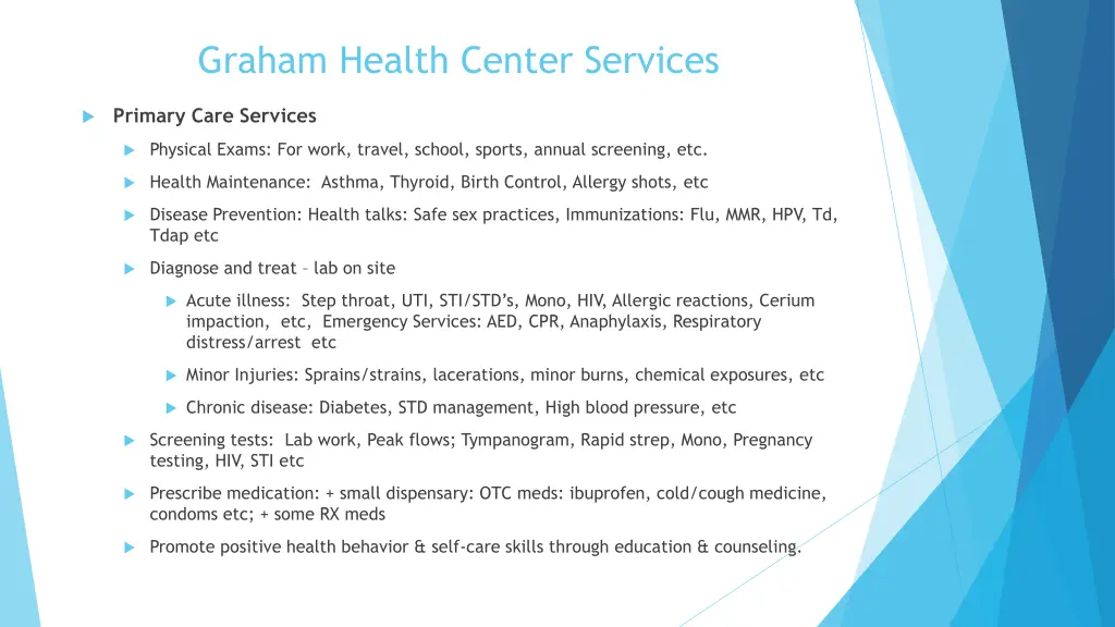 graham health center services