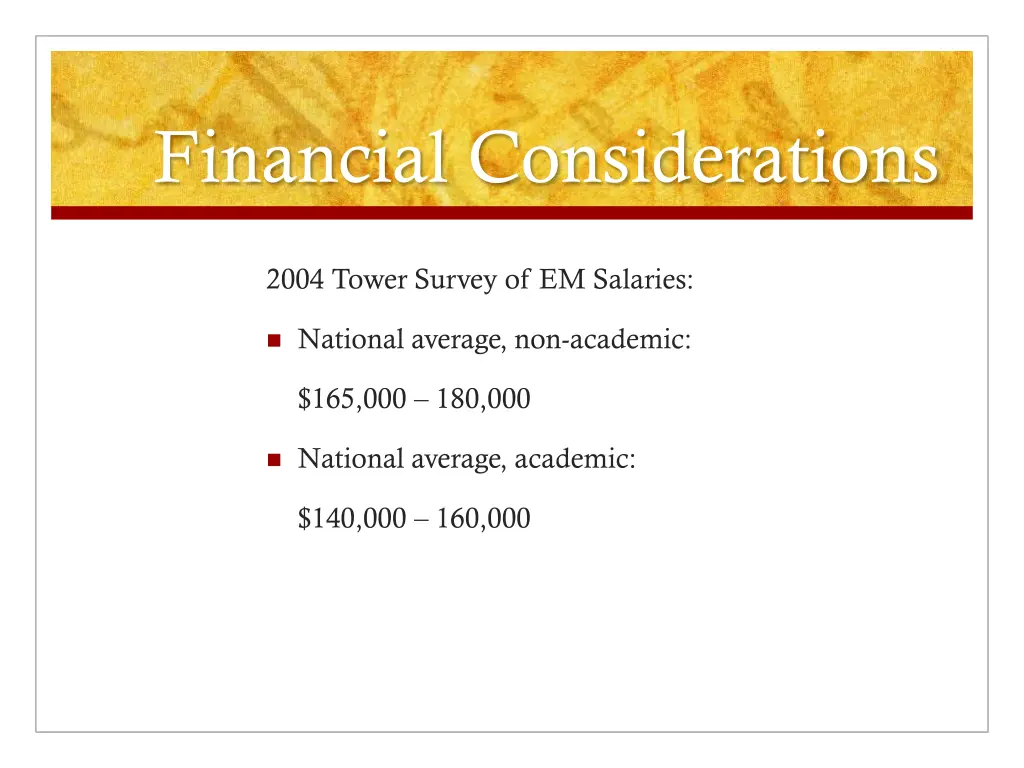 financial considerations