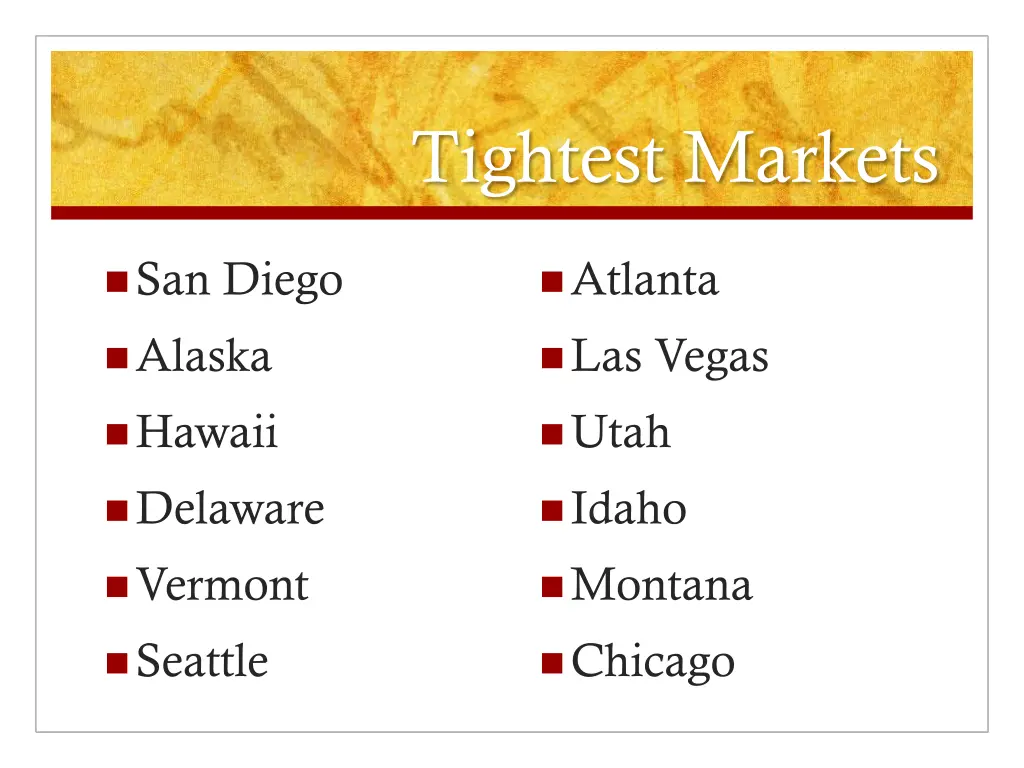 tightest markets
