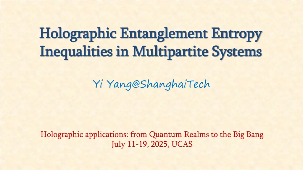holographic entanglement entropy holographic