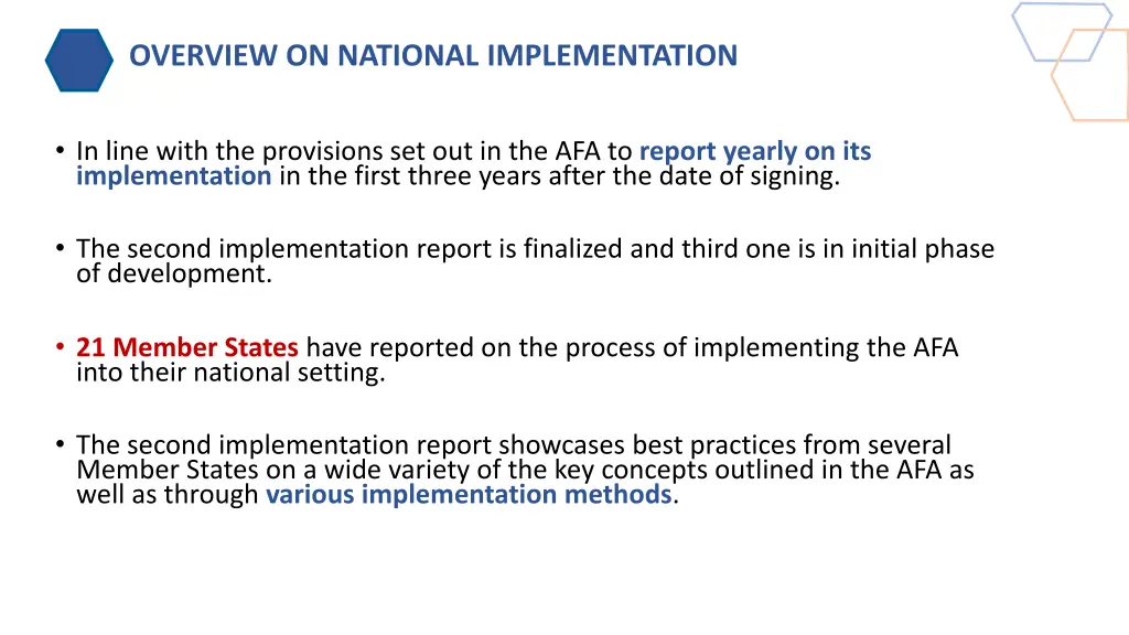 overview on national implementation